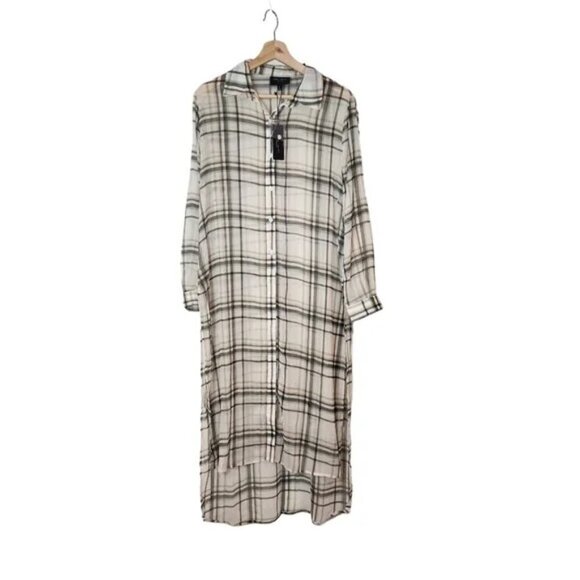 Romeo + Juliet Sheer Plaid Button-Down Shirt Dress - Women's Small, NWT - Picture 1 of 10
